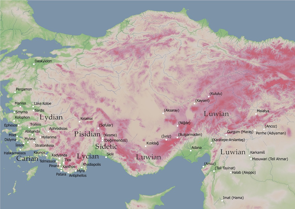 Map of Anatolia in the Neo-Hittite Period and beyond